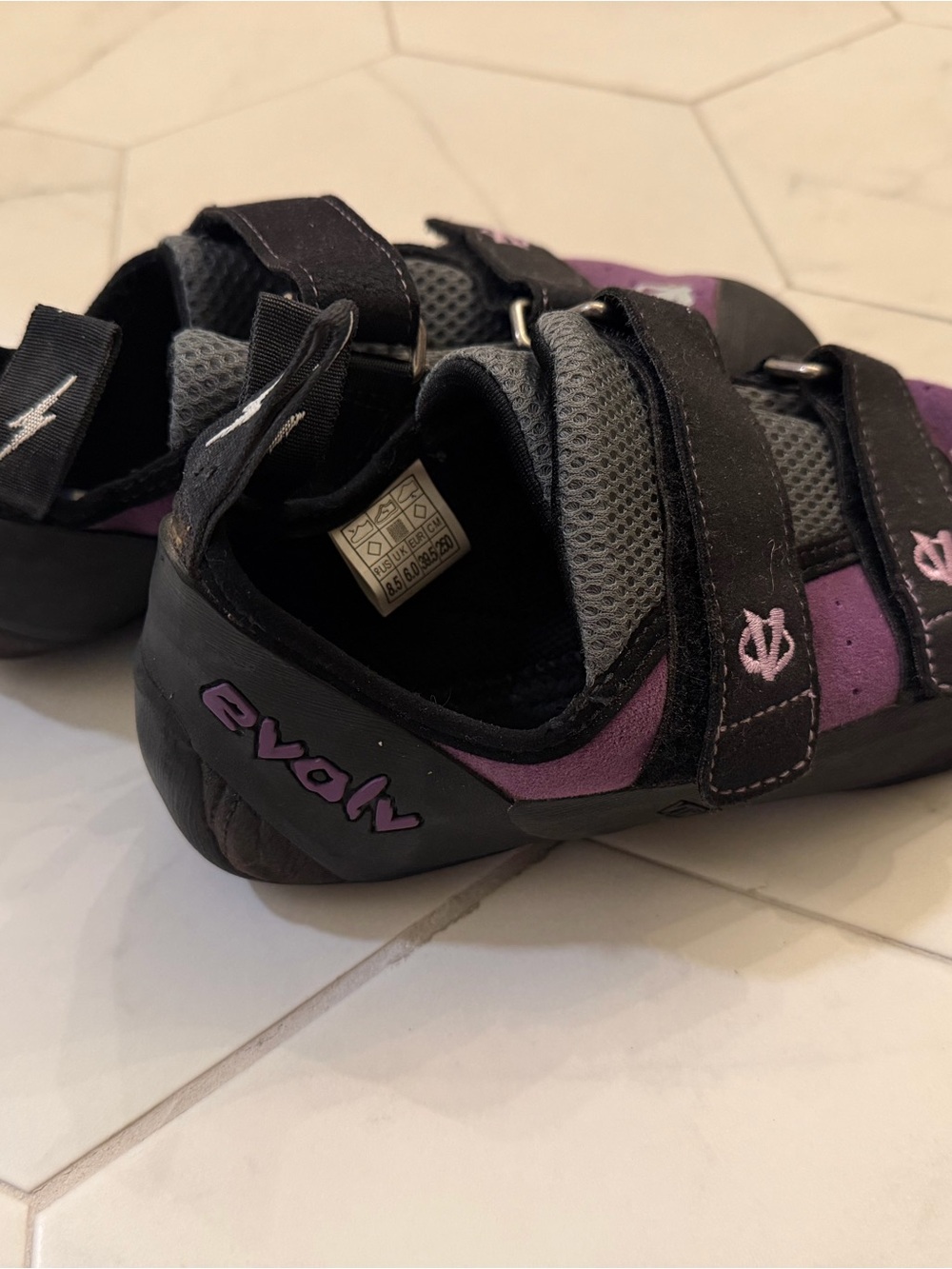 Evolv Women's Purple & Black Athletic Climbing Shoes - Secure Velcro Fit
